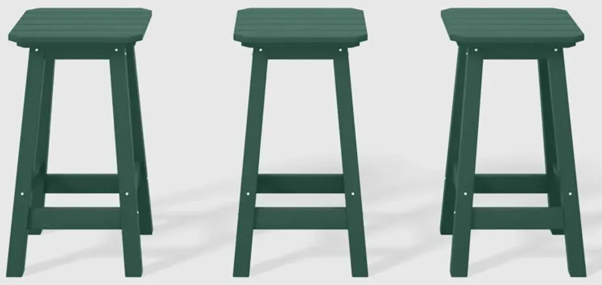 WestinTrends 24" HDPE Outdoor Patio Counter High Backless Square Bar Stools Set of Three