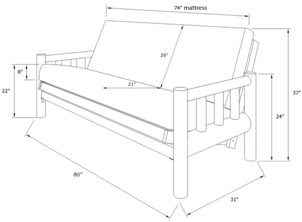 Lodge Futon in Natural Finish with Cabin Print Mattress