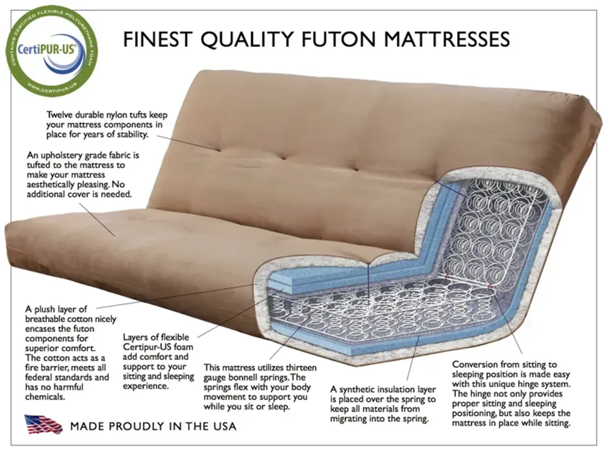 Lodge Futon in Natural Finish with Cabin Print Mattress