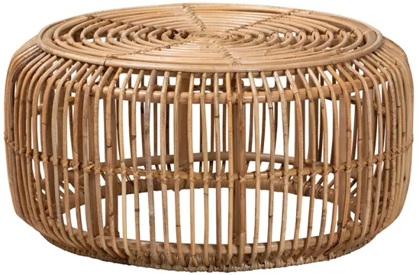 Baxton Studio Aliane Modern Bohemian Natural Brown Antique Rattan Coffee Table