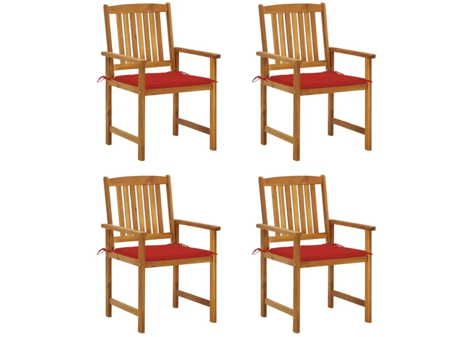 vidaXL Director's Chairs with Cushions 4 pcs Solid Acacia Wood