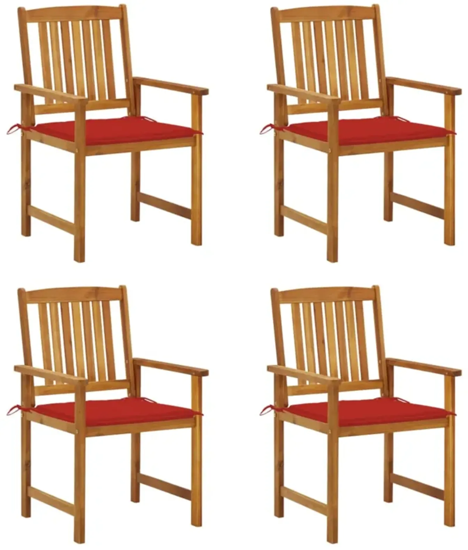 vidaXL Director's Chairs with Cushions 4 pcs Solid Acacia Wood