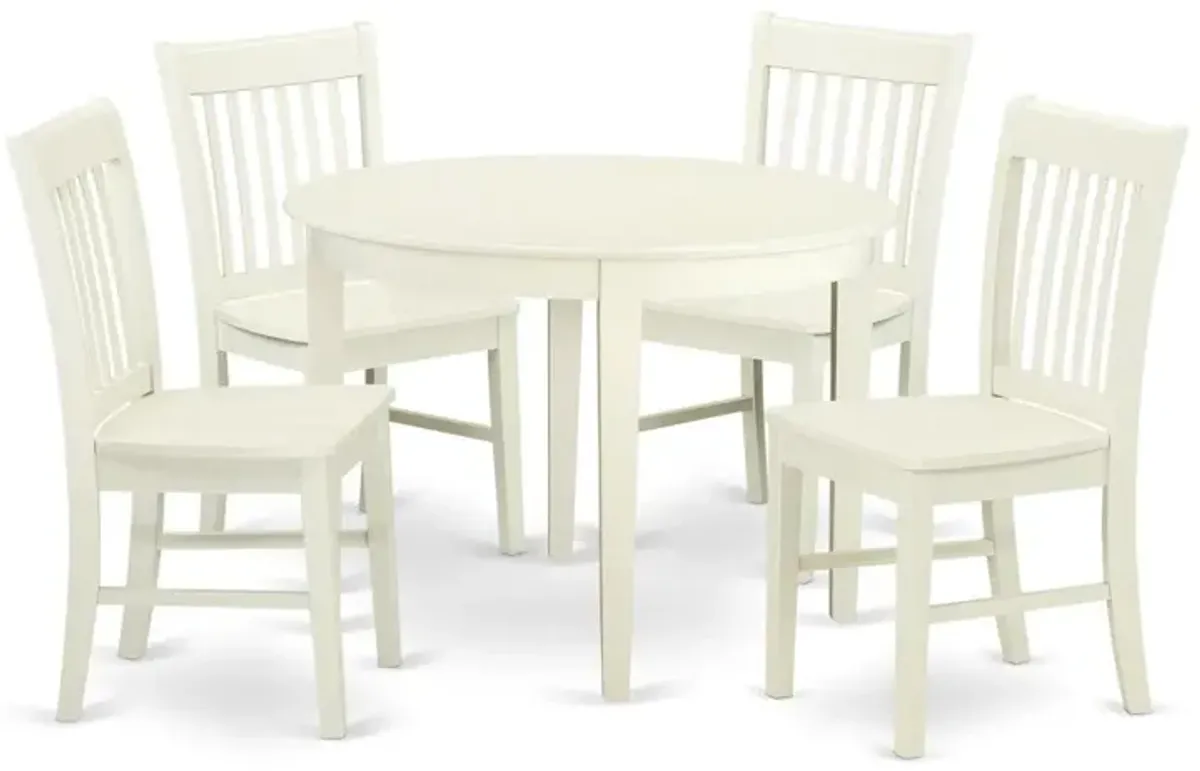 Dining Room Set Linen White, BONO5-LWH-W