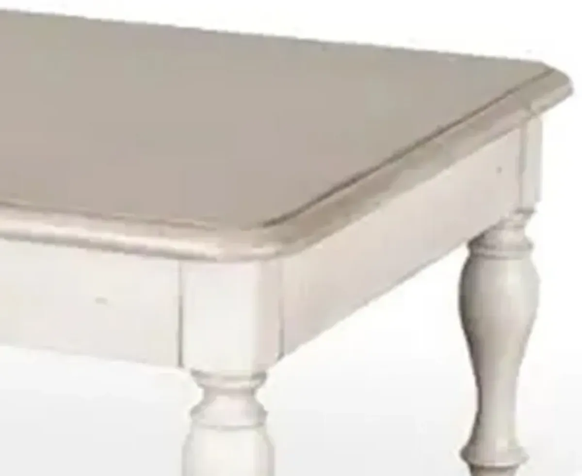 Sain Cocktail Coffee Table, White Turned Legs 50 Inch Rectangular Gray - Benzara