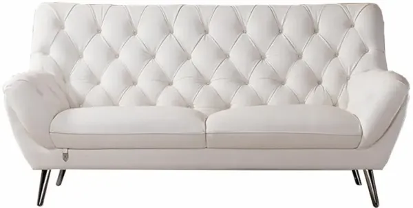 EK8003 MODERN CHIC TUFTED DESIGN WHITE TOP GRAIN LEATHER WITH LEATHER MATCH SOFA