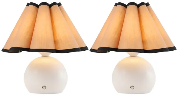Billie 10.5" Classic Vintage Scalloped Shade Regarcheable/Cordless Dimmable Integrated LED Table Lamps