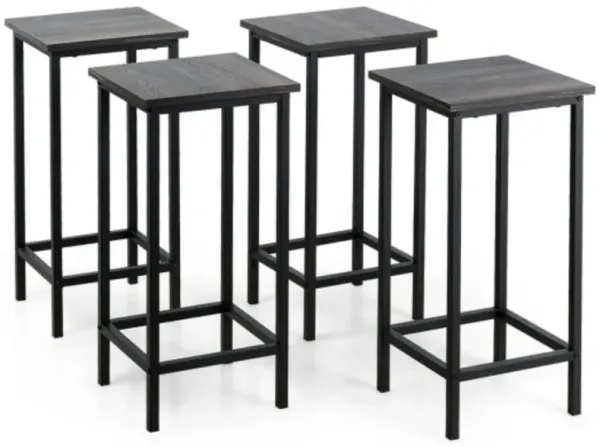 Set of 4 Bar Stools Counter Height Backless with Metal Frame