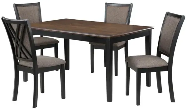 New Classic Furniture Potomac  60 Rectangle Dining Table & 4 Chairs-Brown/Black