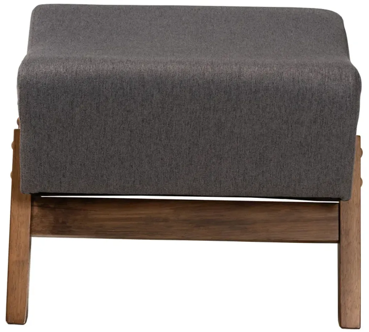 Baxton Studio Hanson Modern Light Grey Fabric and Walnut Brown Finished Wood Ottoman