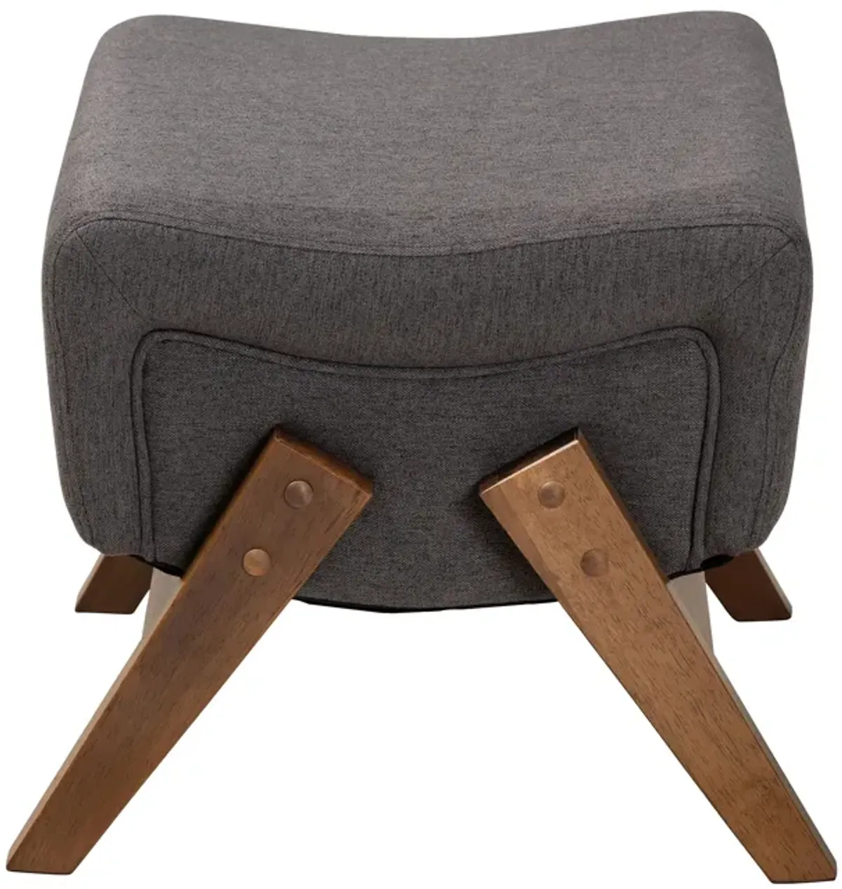 Baxton Studio Hanson Modern Light Grey Fabric and Walnut Brown Finished Wood Ottoman