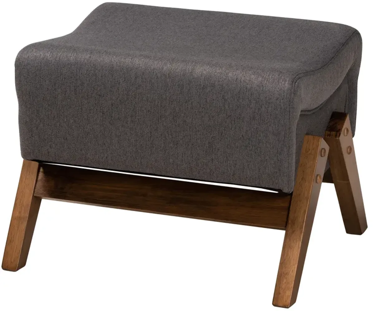 Baxton Studio Hanson Modern Light Grey Fabric and Walnut Brown Finished Wood Ottoman