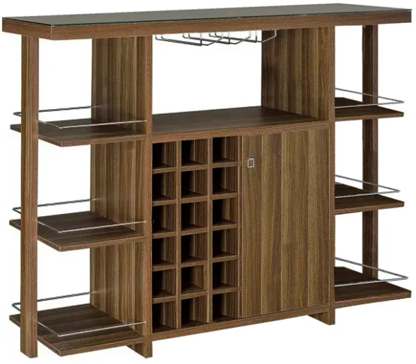 Sturdy Modern Bar Unit with Wine Bottle Storage - Benzara