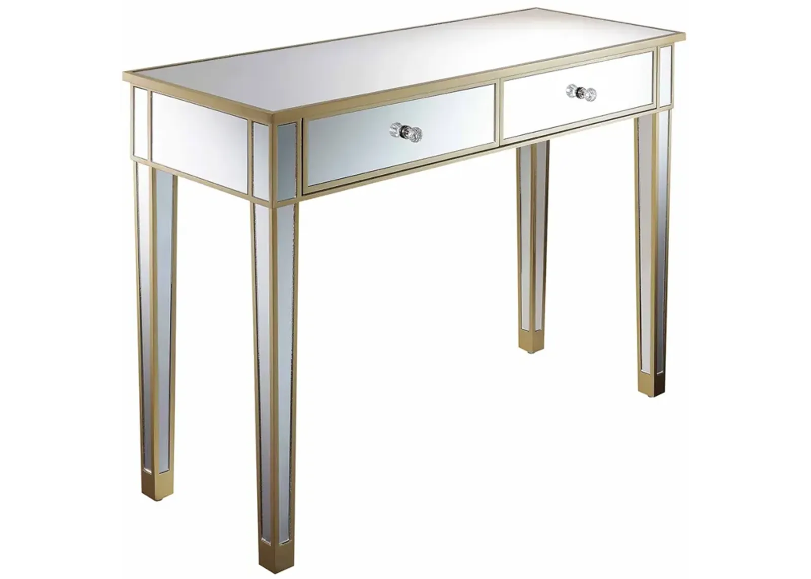 Convenience Concepts Gold Coast Mirrored 2 Drawer Desk