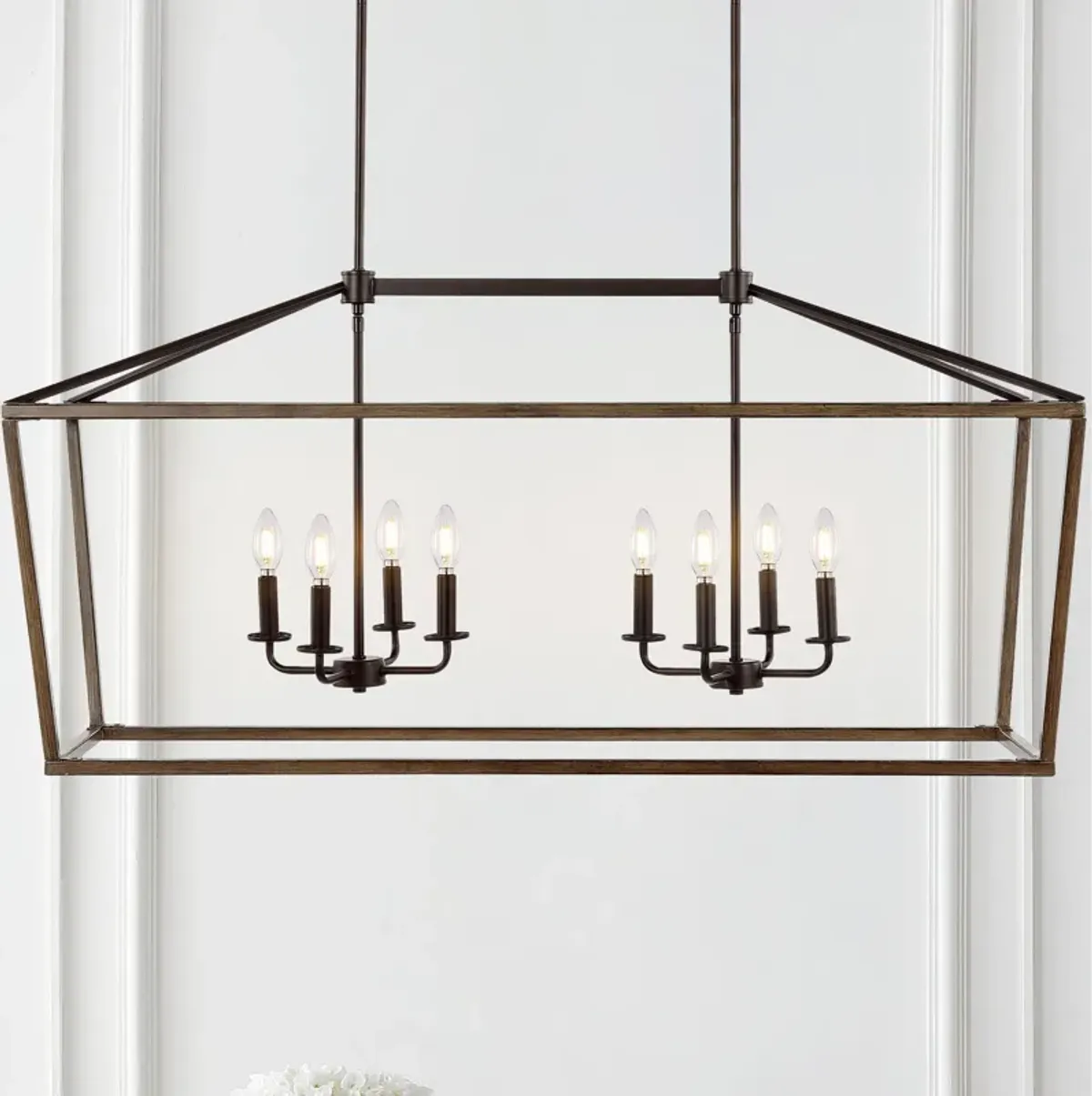 Oriana 8-Light Iron Farmhouse Industrial Lantern LED Pendant