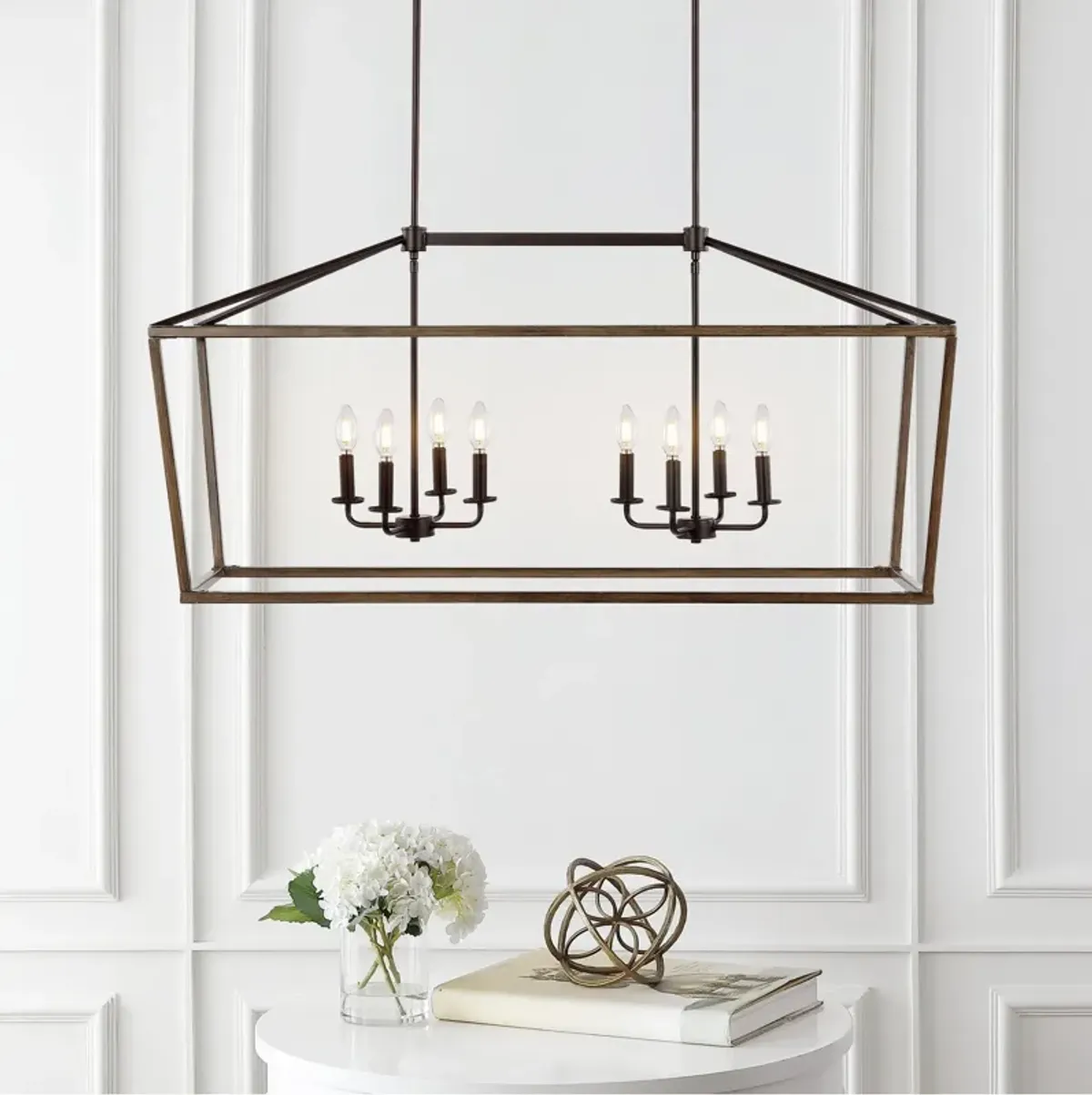 Oriana 8-Light Iron Farmhouse Industrial Lantern LED Pendant