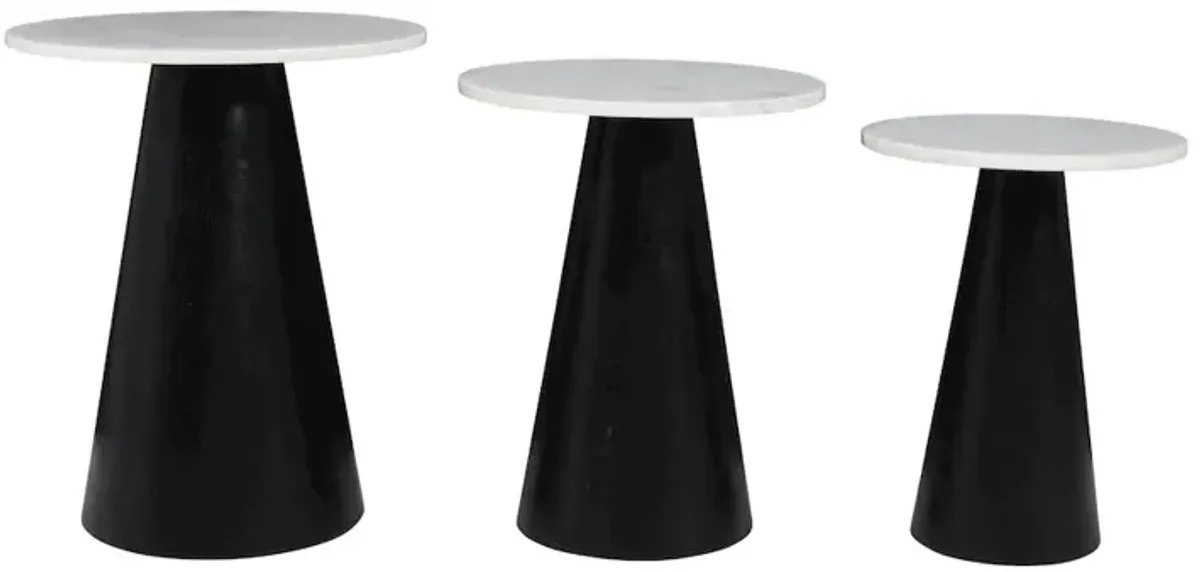 Jofran Nolan Marble Top Three Pack Solid Wood Accent Table Set