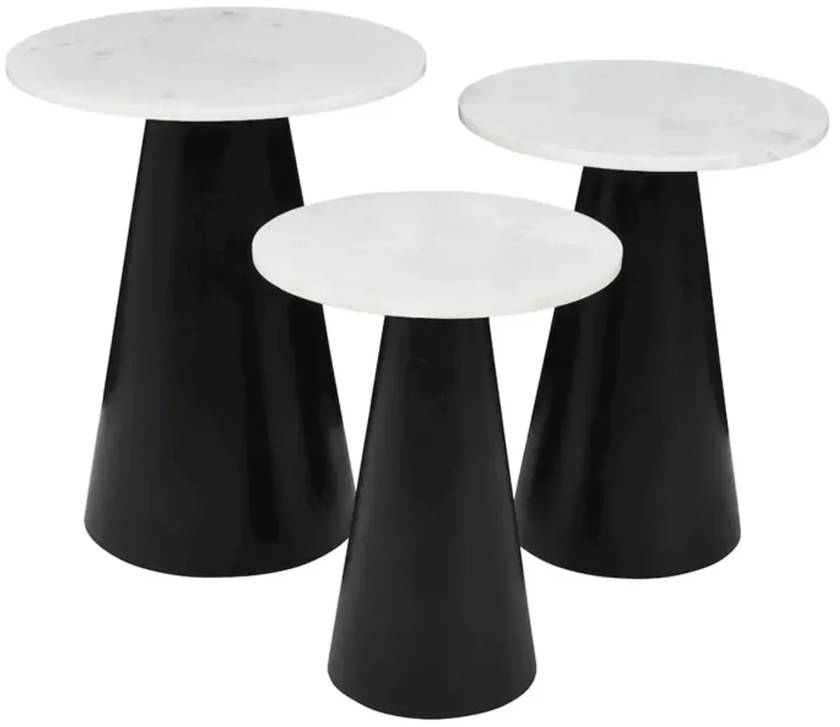 Jofran Nolan Marble Top Three Pack Solid Wood Accent Table Set