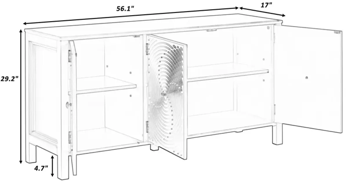 Merax Sideboard Cabinet with Curved Swirl Patterned Doors