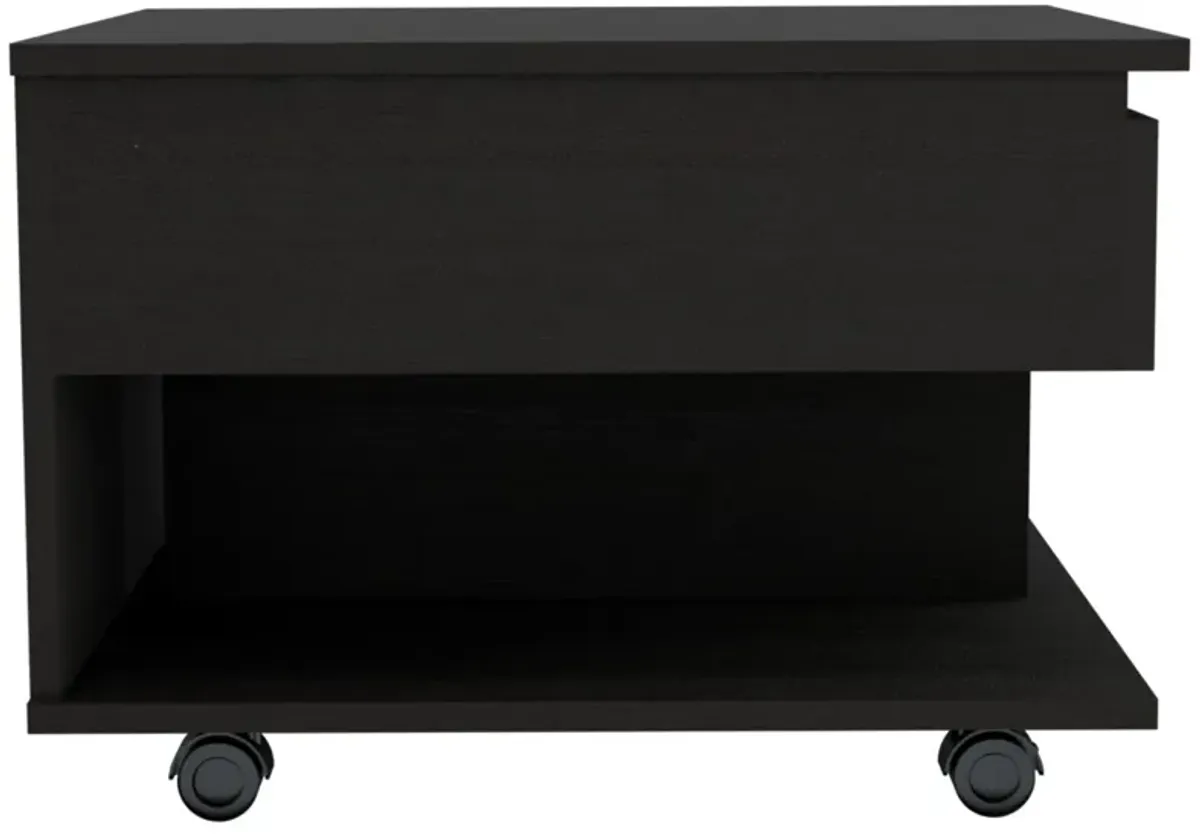 Luanda Lift Top Coffee Table, Casters, One Shelf - Black