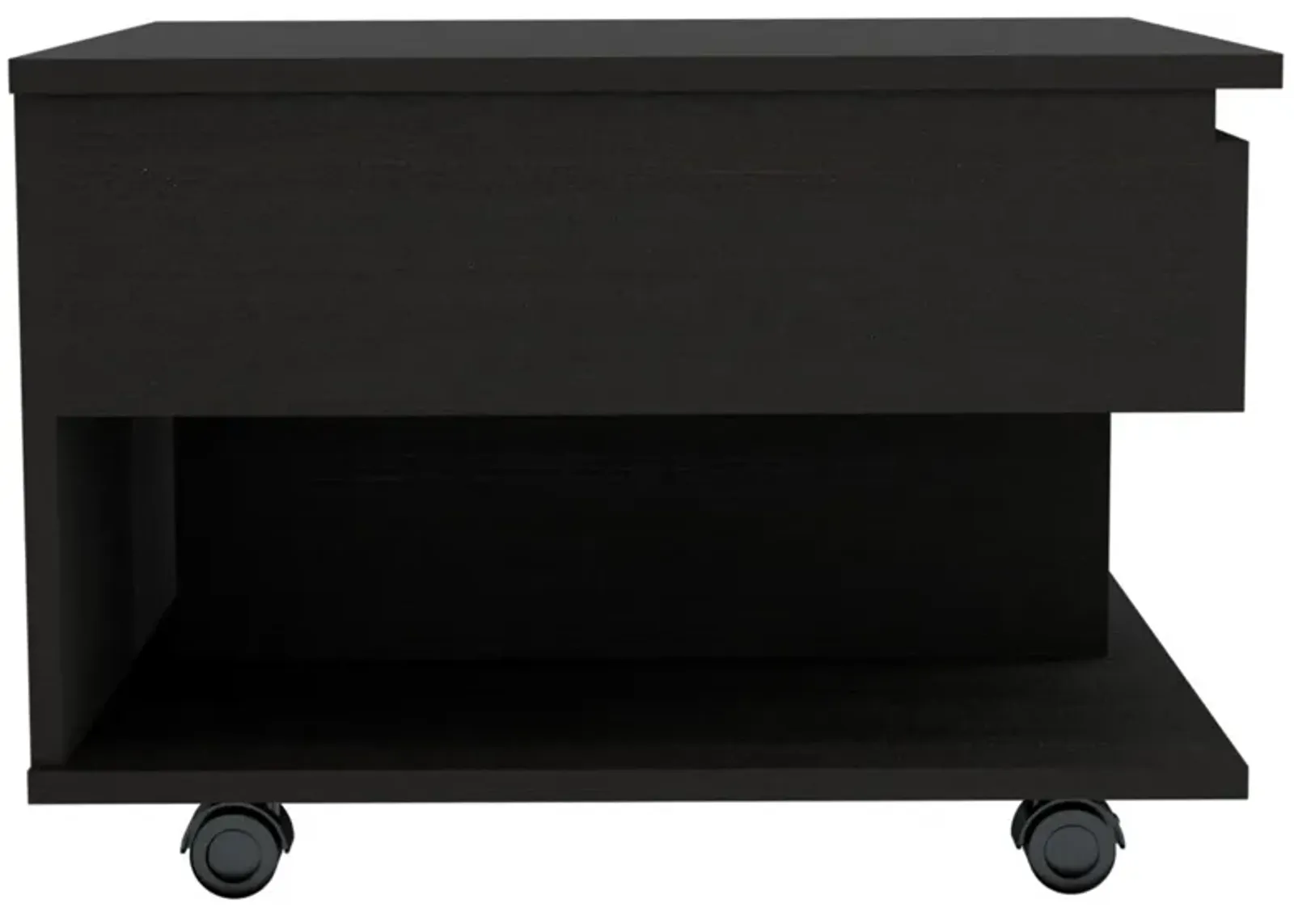 Luanda Lift Top Coffee Table, Casters, One Shelf - Black