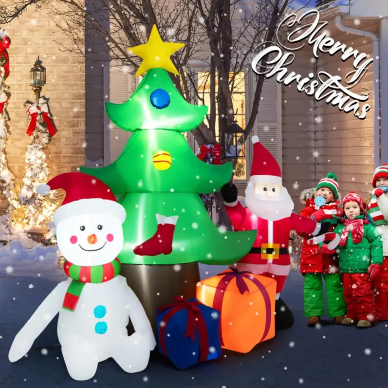 7.2 Feet Inflatable Lighted Christmas Decoration Tree with Santa Claus