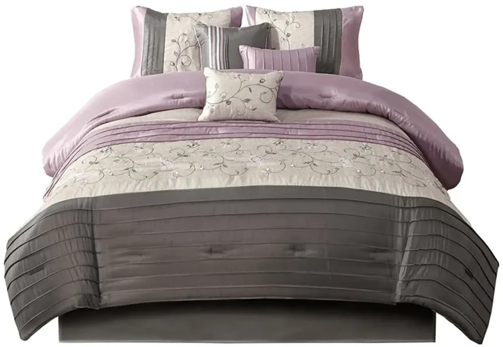 Gracie Mills Rogelio 7-Piece Transitional Embroidered Comforter Set