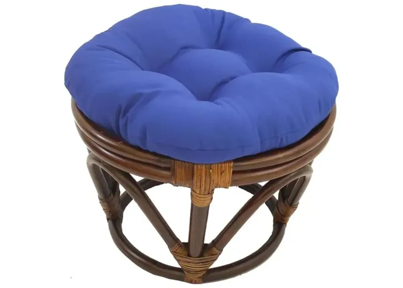 International Caravan Rattan Footstool with Twill Cushion