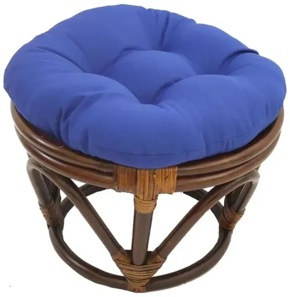 International Caravan Rattan Footstool with Twill Cushion