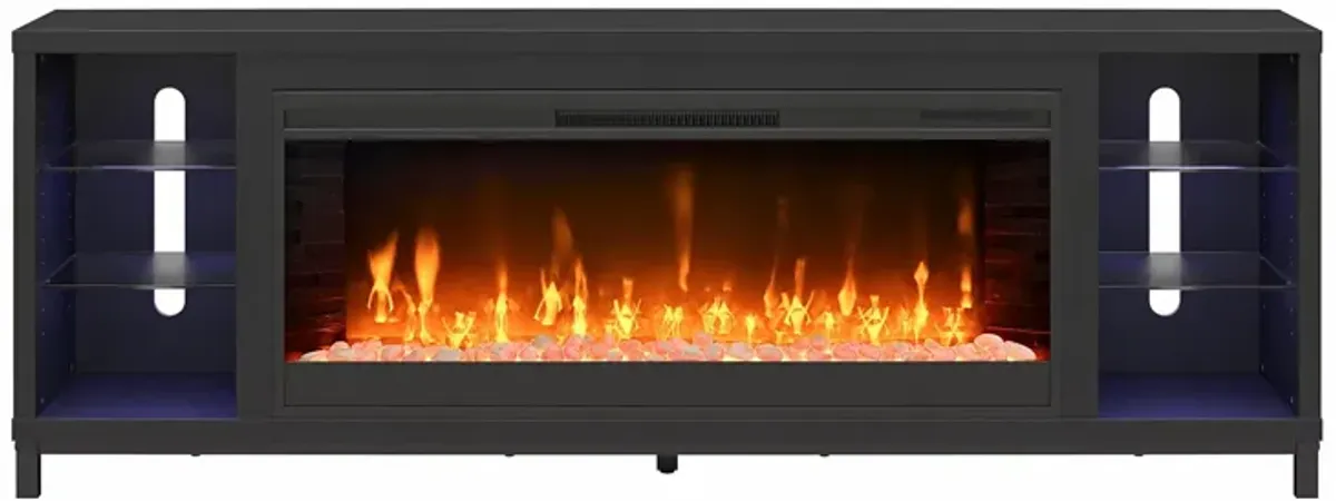 Ameriwood Home Lumina Modern Multi-Color Electric Fireplace Media Console with Crystals for TVs up to 70"