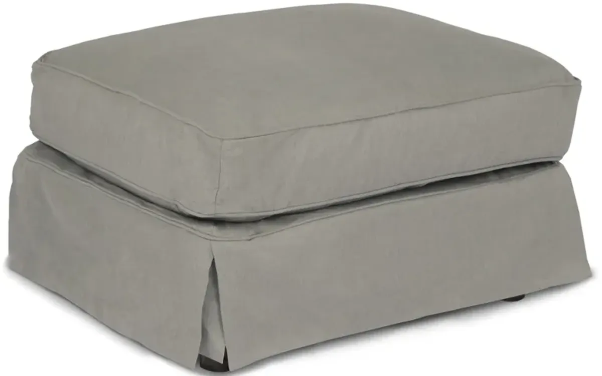 Sunset Trading Americana Box Cushion Slipcovered Ottoman | Stain Resistant Performance Fabric | Gray