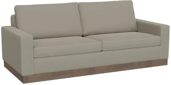 Jeni Sofa, 2 Throw Pillows, Modern 90 Inch, Almond Gray Polyester Seat - Benzara