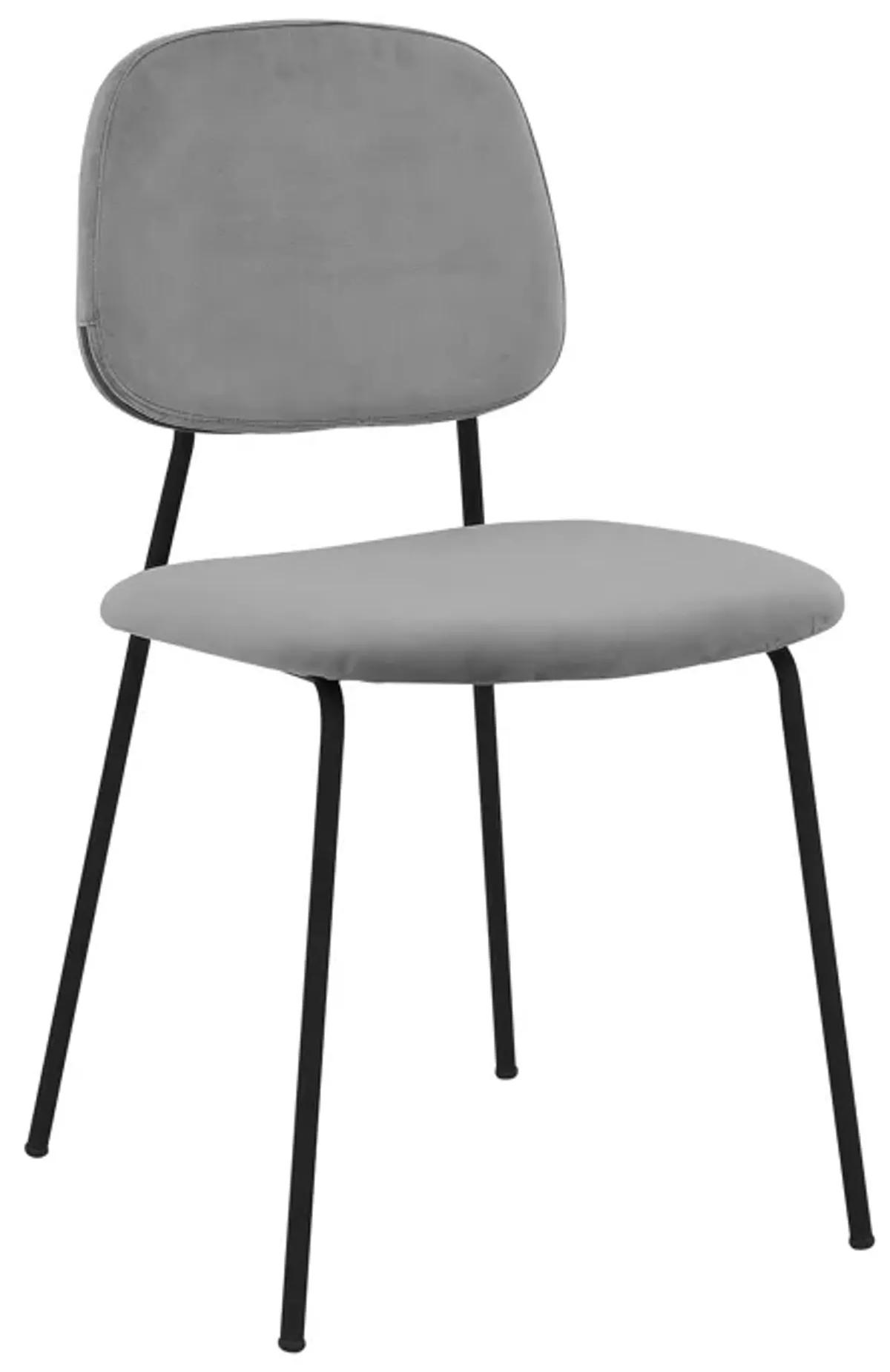 Metal Dining Chair with Velvet Upholstery, Set of 2, Black and Gray - Benzara