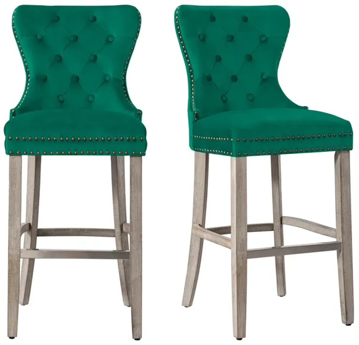 WestinTrends 29" Tufted Velvet Bar Stool (Set of 2)