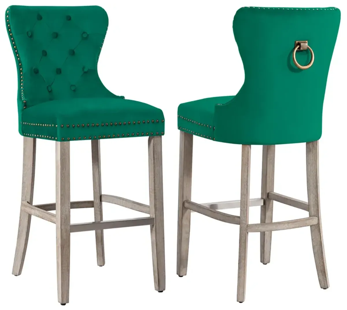 WestinTrends 29" Tufted Velvet Bar Stool (Set of 2)