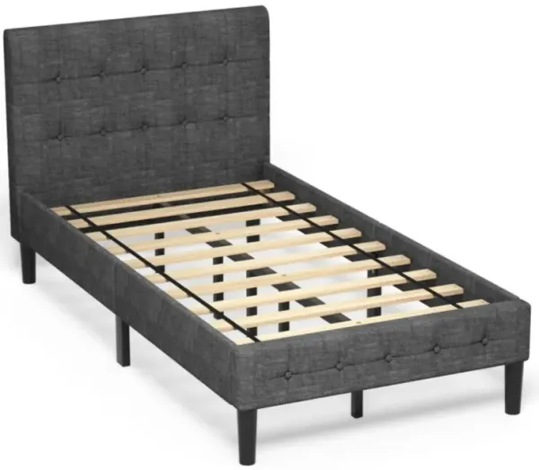 Hivvago Twin Upholstered Bed Frame with Button Tufted Headboard