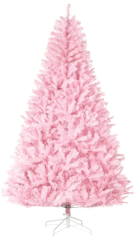 HOMCOM 7' Artificial Christmas Tree with Auto Open, Wide Shape, Pink