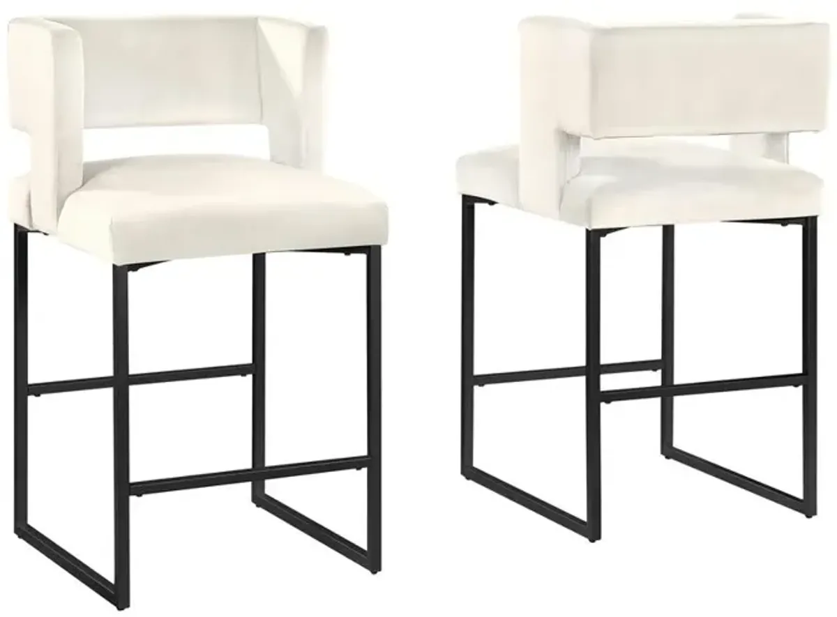 Lynx Velvet Bar Stools in Matte Black (Set of 2)