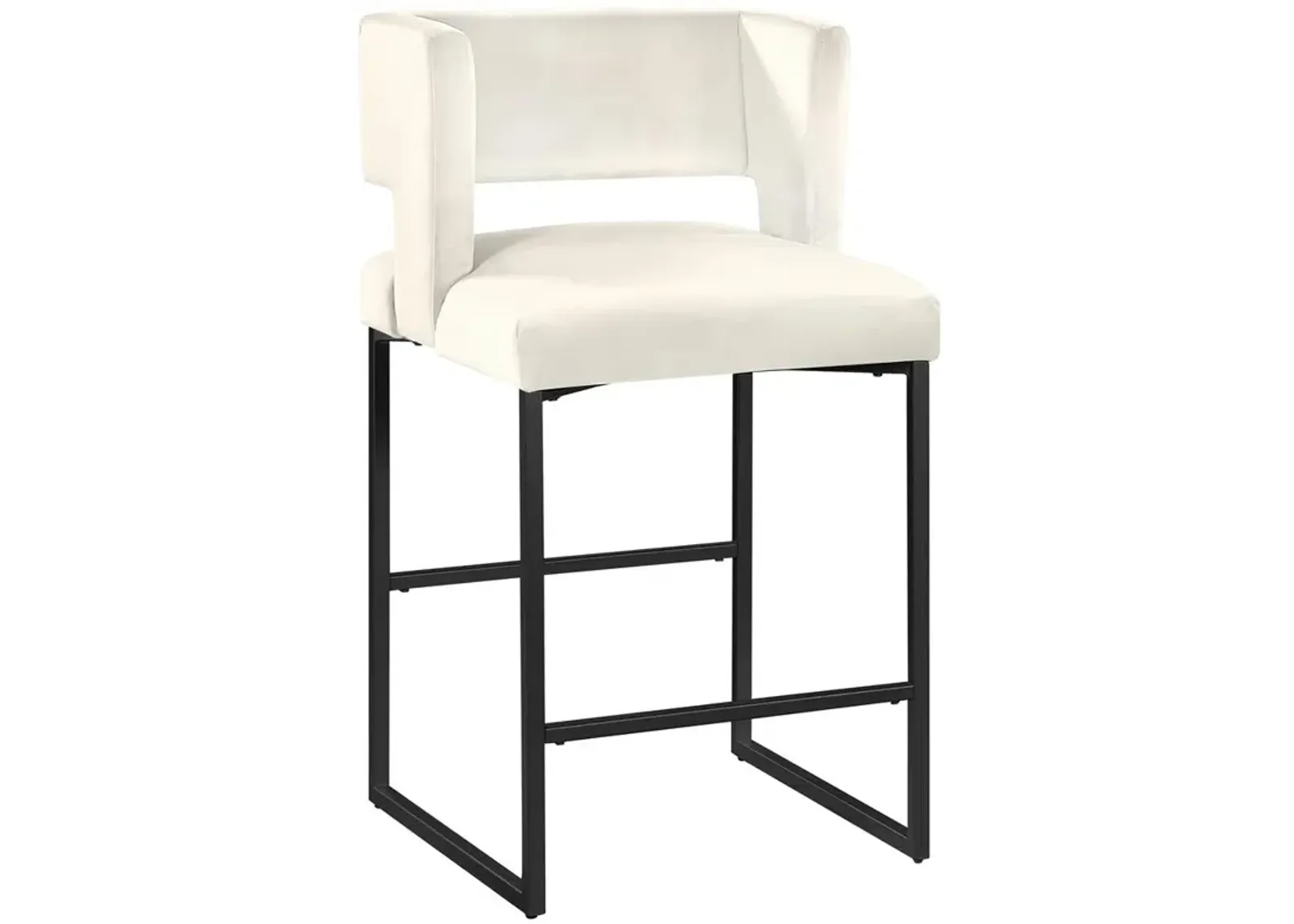 Lynx Velvet Bar Stools in Matte Black (Set of 2)