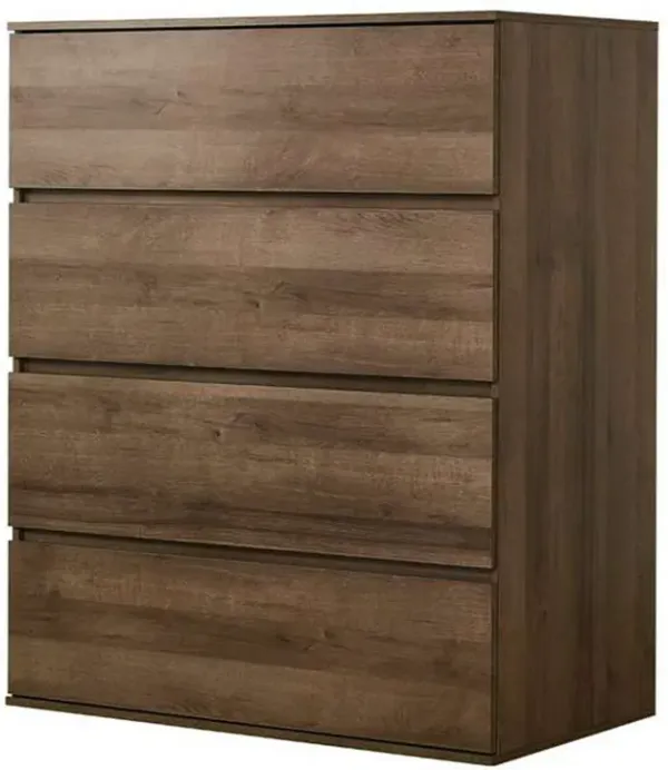 Lina Tall Dresser Chest, 4 Self Closing Drawers, Narrow Bar Handles, Brown