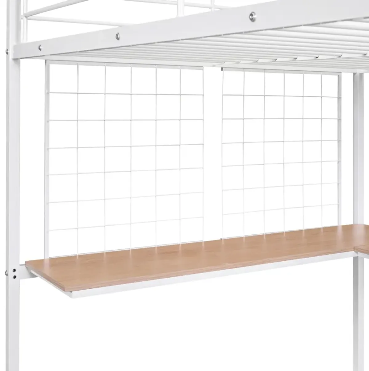 Merax Metal Loft Bed with Desk and Metal Grid