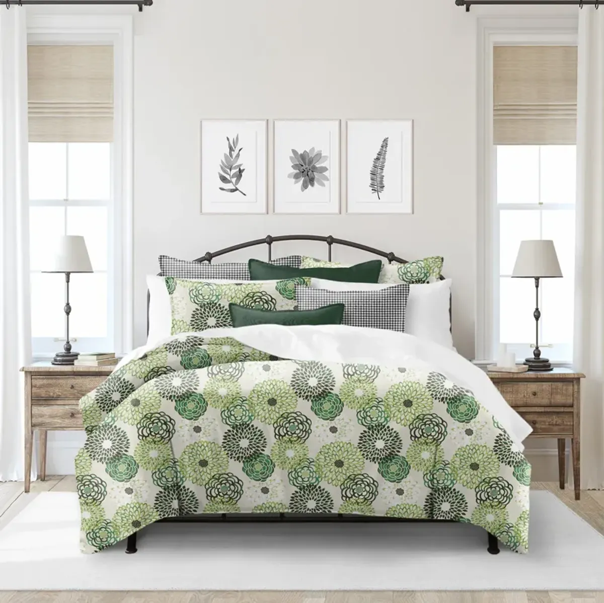 6ix Tailors Fine Linens Garden Stow Green Duvet Cover Set