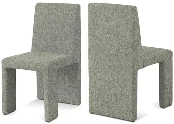 Meridian Furniture Benson Green Linen Textured Fabric Dining Chair, Set of 2