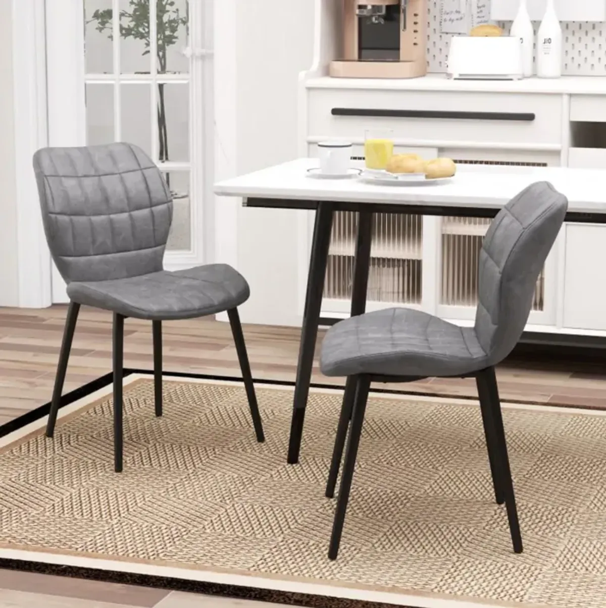 Hivvago Dining Chairs Set of 2 with Padded Back, Metal Legs and Adjustable Foot Pads