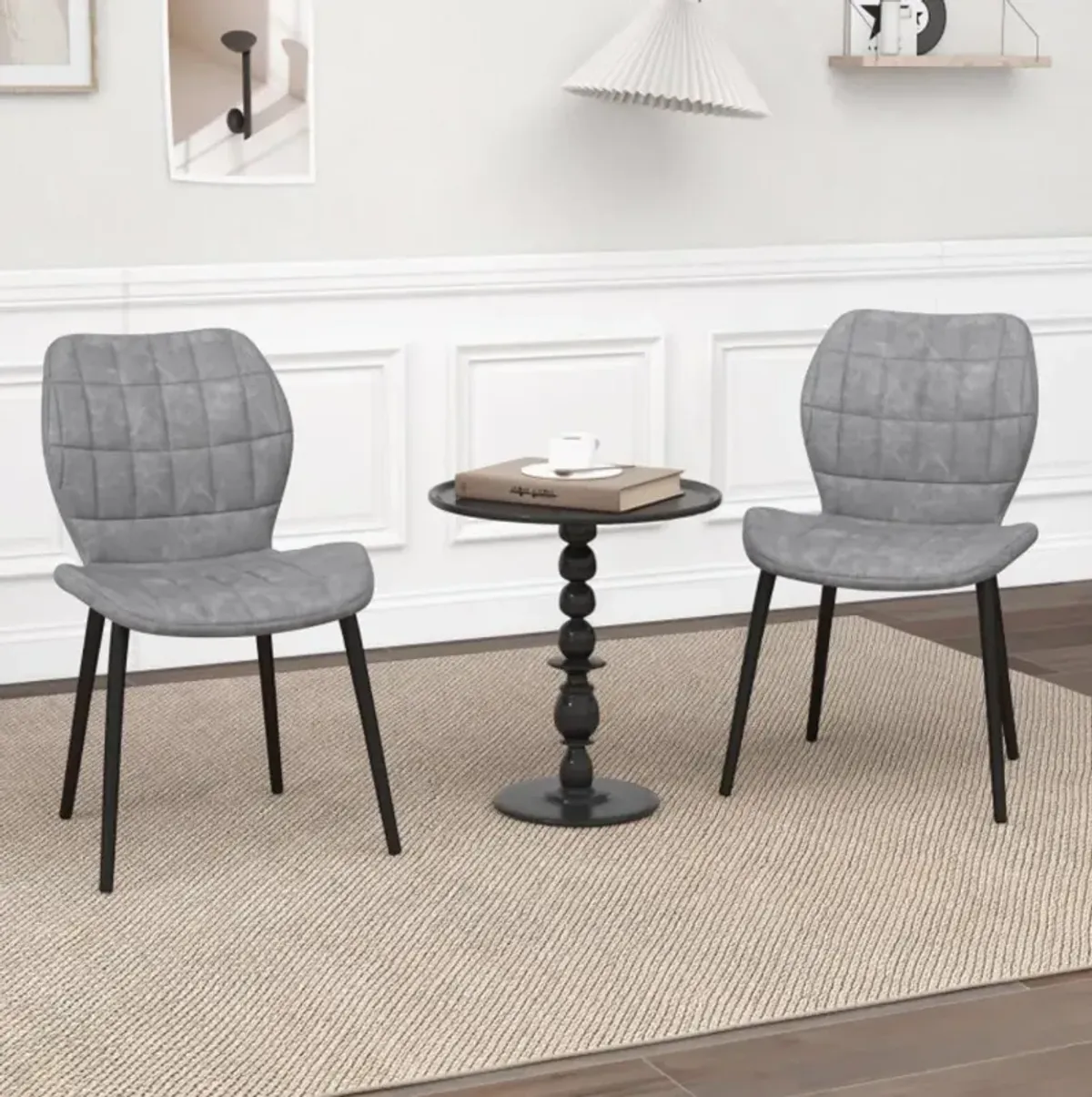 Hivvago Dining Chairs Set of 2 with Padded Back, Metal Legs and Adjustable Foot Pads