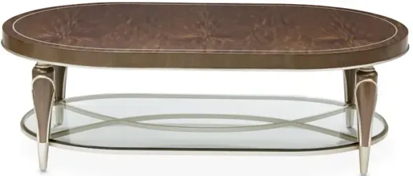 Michael Amini Villa Cherie Oval Cocktail Table - Hazelnut