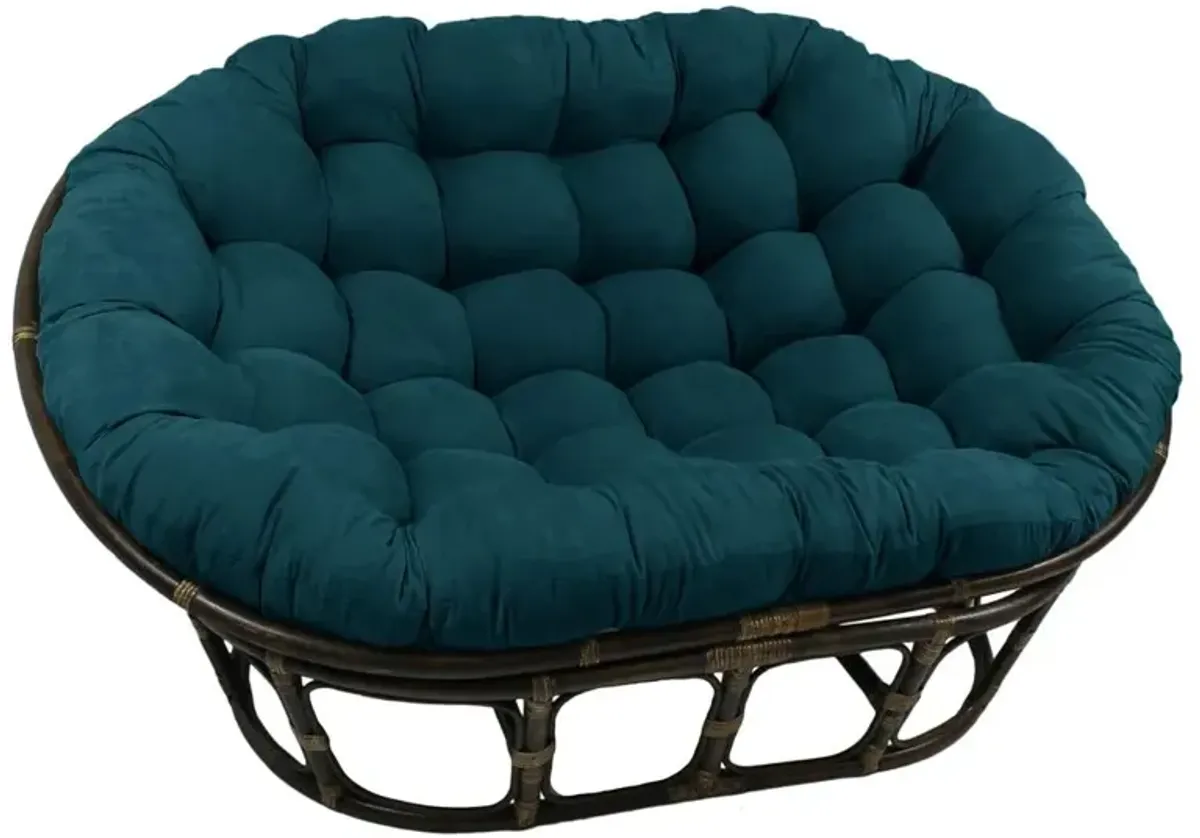 Rattan Double Papasan Chair with Microsuede Cushion