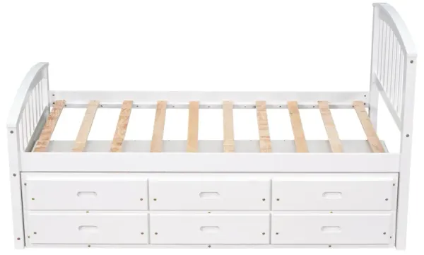 Merax Solid Wood Platform Storage Bed with 6 Drawers