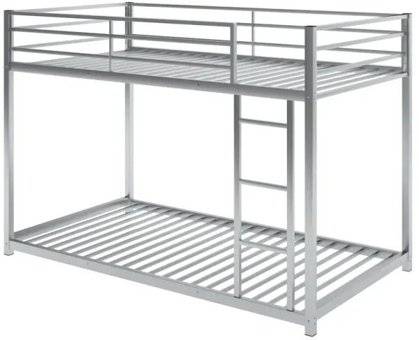Space-saving Modern Bunk Bed  Safety Guardrai twin, Silver