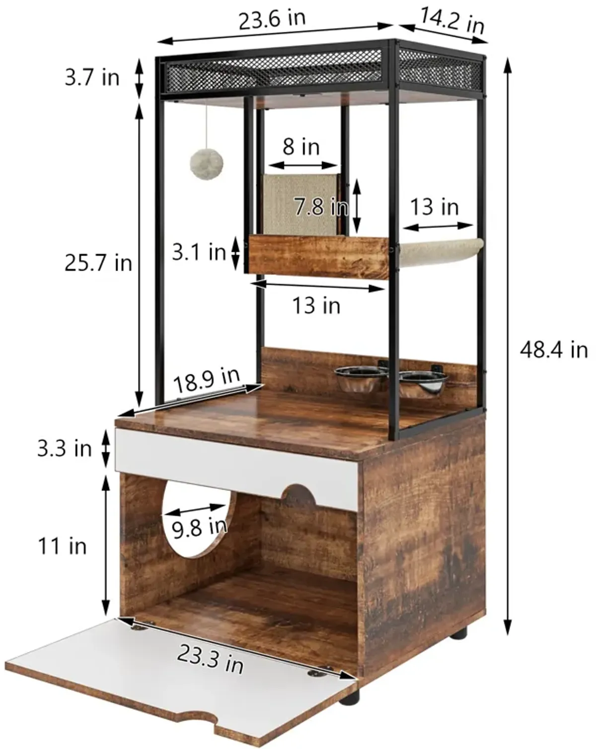 Rustic Cat Furniture with Litter Box Enclosures