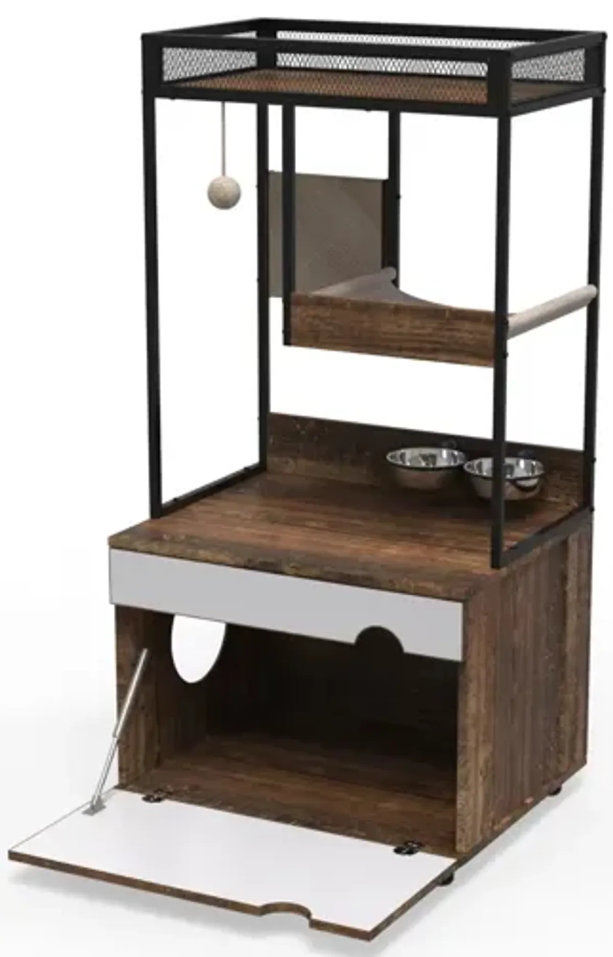 Rustic Cat Furniture with Litter Box Enclosures